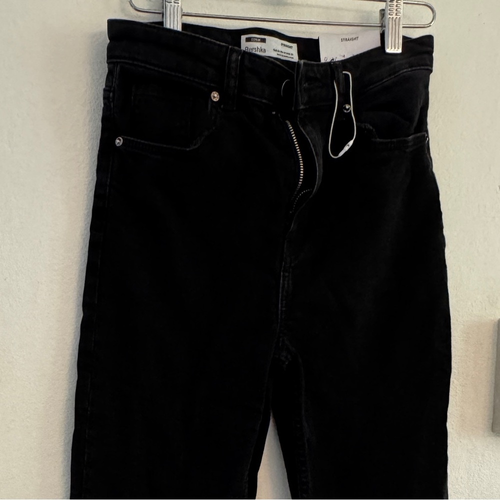 Bershka Charcoal Straight-Leg Jeans